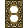 Brainerd French Lace Single Duplex Outlet Wall Plate / Switch Plate / Cover, Burnished Antique Brass Single Duplex Burnished Antique Brass
