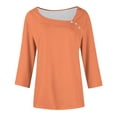 thumbnail image 6 of Fnooota Women's Plus Size T-shirts, Summer Classic Casual Asymmetrical Neck 3/4 Sleeve Tops Orange Size 2XL, 6 of 6