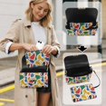 thumbnail image 4 of Pzuqiu Colorful Abstract Women Leather Crossbody Bag Metal Chain Strap Trendy Craftsmanship Quilted Leather Mini Crossbody Purse for Women Fashion for Daily Use and Travel, 4 of 7