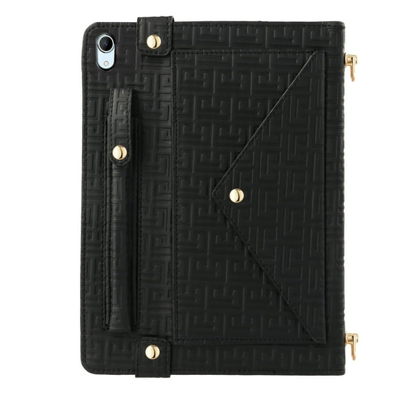 Dteck Handbag Case for  iPad 11-inch (A16) 2025,iPad 10th Generation 10.9 inch 2022 Elegant Crossbody Folio Stand Wallet Case with Pencil Holder, Card Slots, Hand Strap, Shoulder Strap,Black
