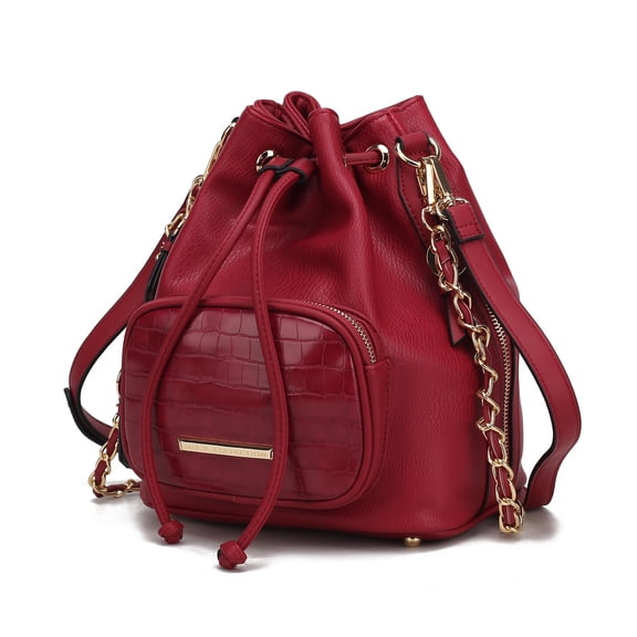 MKF Collection Azalea Women's Vegan Leather Bucket Bag by Mia K - Red