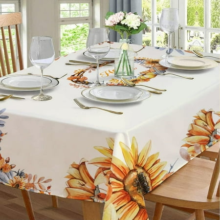 

Fall Pumpkin Tablecloth Rectangle 60 x 120 inch Table Cloth Cute AutmnTropical Flower Indoor or Outdoor Holiday Palm Leaves Table Decorations for Dinner