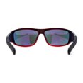 thumbnail image 4 of Mens Xloop Classic 90s Sport Wrap Plastic Sunglasses Black Red Orange Mirror, 4 of 4