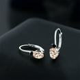 thumbnail image 4 of Gem Stone King 925 Sterling Silver Peach Morganite and Black Diamond Leverback Earrings for Women (1.07 Cttw, Gemstone October Birthstone, Oval 6X4MM, Round 2MM, 3/4 inch), 4 of 5