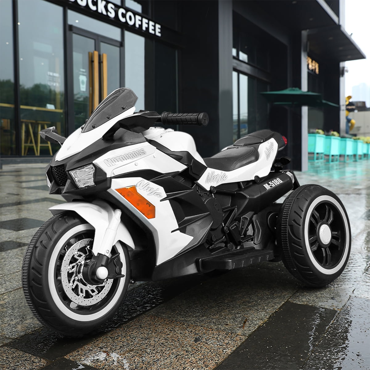 HNH 12V Ride on Motorcycle for Kids, Electric Dirt Bike with LED Light, Bluetooth Music, Motorbike Ride on Toy for 3-6 Year Olds