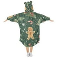 thumbnail image 2 of FORMRS Wearable Blanket Hoodie with Sleeves for Kids Cozy Flannel Sweatshirt, Christmas Gingerbread, 2 of 7
