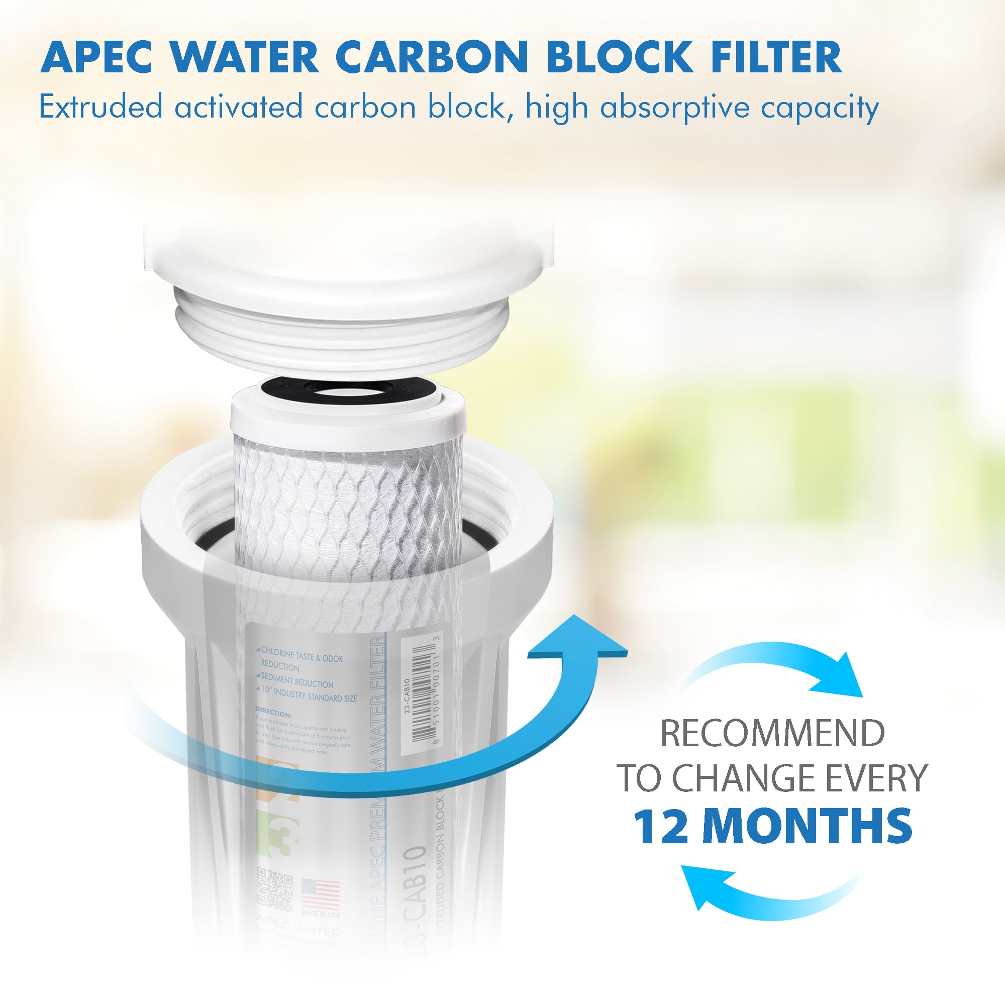 APEC Filter Set, Double Capacity Replacement Pre-Filter Set For Reverse Osmosis Water Filter System Stage 1,2,3
