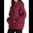 thumbnail image 2 of Sudadera Informal de Larga con Capucha para Mujer, Jersey de y Otoño con Bolsillos. Vino Tinto M, 2 of 9