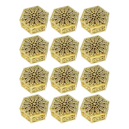 

12pcs Creative Hexagon Designed Candy Boxes Cookie Storage Cases (Golden)