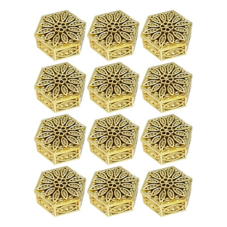 

12pcs Creative Hexagon Designed Candy Boxes Cookie Storage Cases (Golden)