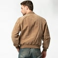 thumbnail image 3 of Men's Baseball Leather Jacket Vintage bomber Suede Jackets (2XL, Cognac), 3 of 6