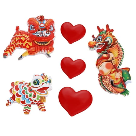 

NUOLUX 6Pcs Creative Fridge Stickers Chinese Lion Shaped Refrigerator Magnets Decor