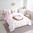 thumbnail image 7 of Erosebridal Aesthetic Coquette Bowknot 7pcs Bedding Comforter Set,Letter C Monogrammed Queen Bedding Sets For Girls Kids,Pink White Brown,Reversible, 7 of 7