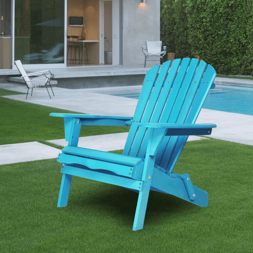Adirondack Chair Set of 2, Wooden Folding Adirondack Chairs for Outdoor, All Weather Patio Chairs with Cup Holder, Heavy Duty Adirondack Lawn Chairs