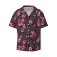 thumbnail image 2 of Lsque Rose Mix Leopard 2 print Men's Cuban Collar Short Sleeve Shirt Summer Beachwear Casual Button Down Fashionable Vacation Leisure Shirt-Small, 2 of 7