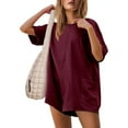 thumbnail image 4 of HXWCHs Long Sleeve Jumpsuits for Women, Stylish Women's Casual Romper with Short Sleeves Round Neck and Convenient Pockets for Everyday Comfort XL Brick Red, 4 of 7
