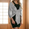 thumbnail image 2 of Scarves for Women Winter Scarf Rheane Sparkling Metallic Shawls And Wraps With Buckle for Evening Party Dresses Wedding Party Gold And Silver Silk Tassel Scarf Dinner Wedding Shawl, 2 of 4
