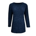 thumbnail image 5 of miqiqism Woman Quarter Sleeves Sweater Casual Crew Neck Knitwear Solid Tunic Pullover Tops Slim Fit Cable Knit Blouses Sweaters Fall 3/4 Sleeve Clothing,Blue,X-Large, 5 of 6
