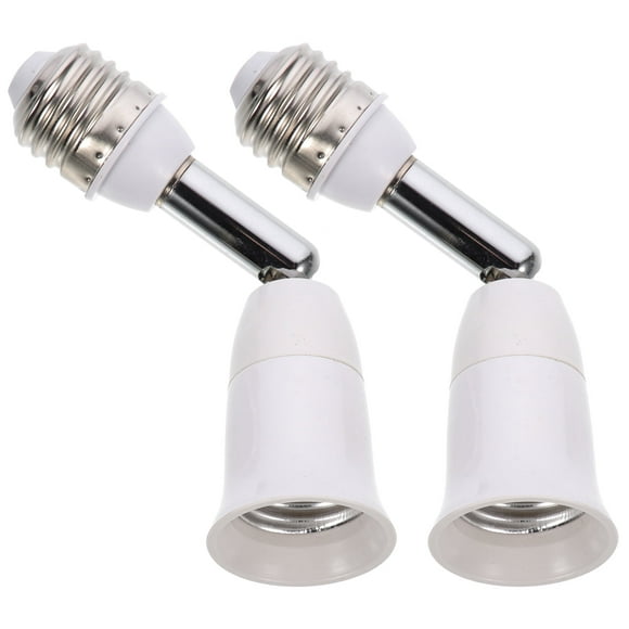 2 Pcs Extended Bend Socket Light Bulb Adapter LED Ceiling Fan Extender White Metal