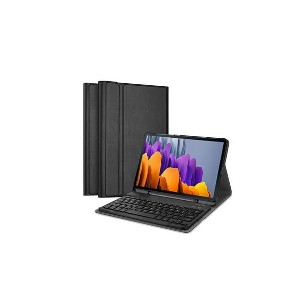 Galaxy Tab S8 Plus / S7 Plus Keyboard Case with S Pen Holder, PU Leather Stand Cover with Detachable Bluetooth Keyboard for Samsung Galaxy Tab S8  2022 / S7  2020 12.4 / S7 FE 2021