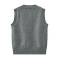 thumbnail image 6 of HAOTAGS Boys V - neck Knitted Sweater, Comfortable Knitting Cotton Solid Color School Uniform Vest Gray 13-14 Years, 6 of 8