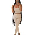thumbnail image 1 of Lounge Wear Ribbed Casual 2 Piece Summer Shorts Set For Women Sleeve Top+Elastic Leggings Outfits, 1 of 5