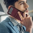 thumbnail image 6 of SaniMore for Samsung Galaxy Z Flip 3 Case, Ultra-Thin PU Leather & Rugged PC Folding Cover Built-in Kickstand & Holder Anti-Scratch Heavy Duty Full Body Protective Shell for Samsung Z Flip 3, Winered, 6 of 6