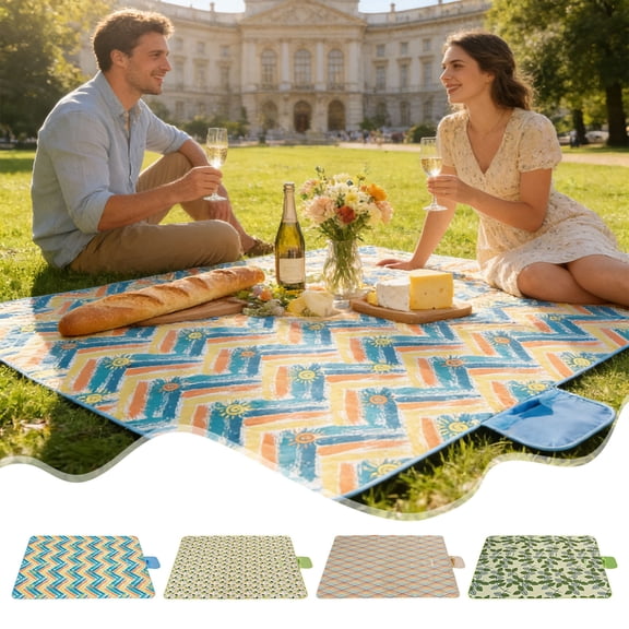 Extra Large Waterproof Picnic Blanket, Sand Proof Beach Mat, Moisture Resistant Camping Tent Pad, Portable Foldable Grass Mat for Travel, Hiking, Park, Beach, Oxford Cloth for Outdoor, 71*57in, A
