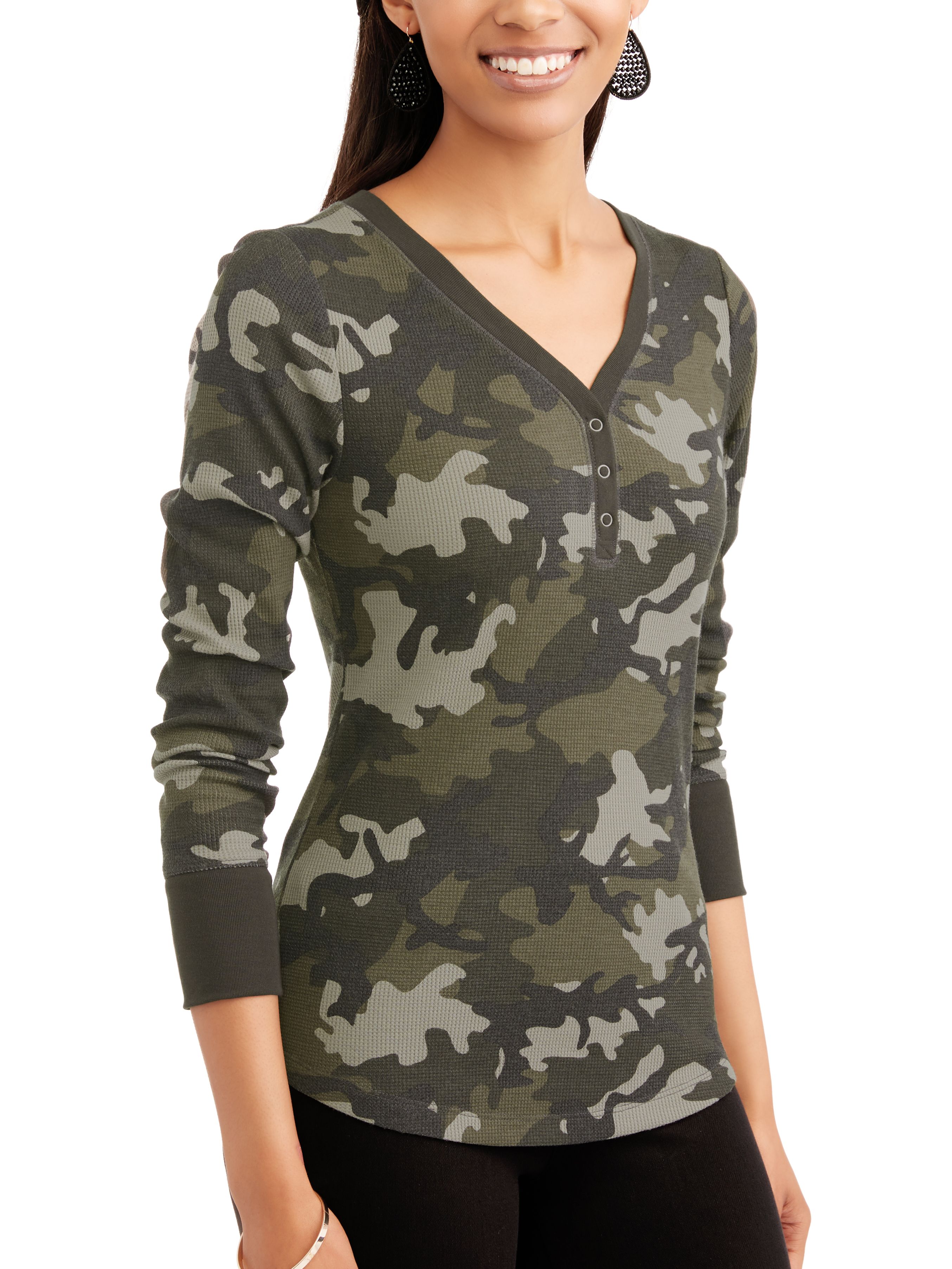 Tru Women's Long Sleeve Thermal Henley 