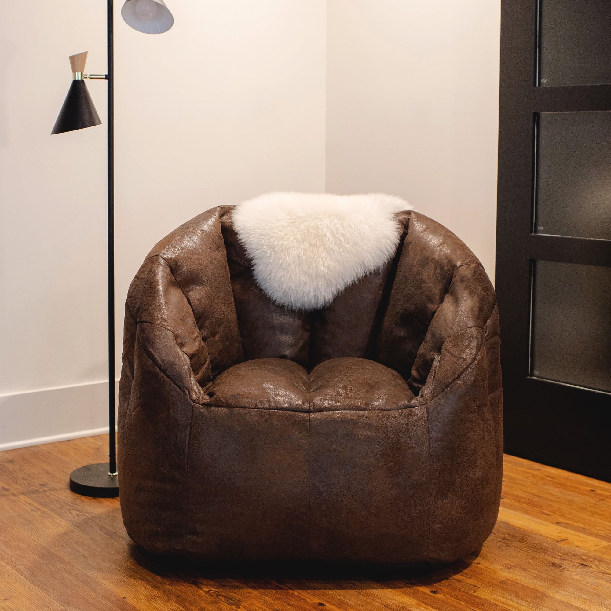 Amazon.com: Faux Leather Bean Bag Chairs Bean Bag Sofa with Filler Bean Bag  Chair Set Corner Pouf Ottoman Footstool for Bedroom Living Room  Garden,Comfy Floor Seat Chair Frameless Furniture (Color : Brown