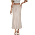 thumbnail image 3 of VUPSGEZ Midi Pleated Skirts Polka Dot Swing High Waist Maxi Skirts Women'S Long Skirt High Waisted Drawstring Solid Color Skirt Women’S Pleated Maxi Skirt(Beige,S), 3 of 9
