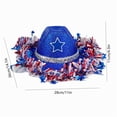 thumbnail image 2 of Independence Day Patriotic Denim Hat, with Red White Blue Ribbons & Five Pointed Star Design, Perfect for 4th of July Outdoor Parties Parades Celebrations Holiday Costume Headwear, Blue, 2 of 6