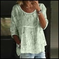 thumbnail image 2 of Womens Floral Babydoll Tops，Boho Floral Tops Womens Boho Tops Puff Sleeve Peplum Tops Embroidered Tops Plus Size Bohemian Clothes Lace 3/4 Sleeve Flowy Tunic 3/4 Puff Sleeve Pleated Blouse L, 2 of 4