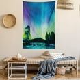 thumbnail image 2 of Aurora Borealis Tapestry, Sky over Lake Surrounded Forest Woods Hemisphere Print, Wall Hanging for Bedroom Living Room Dorm Decor, 40W X 60L Inches, Violet Blue Lime Green Purple, by Ambesonne, 2 of 5