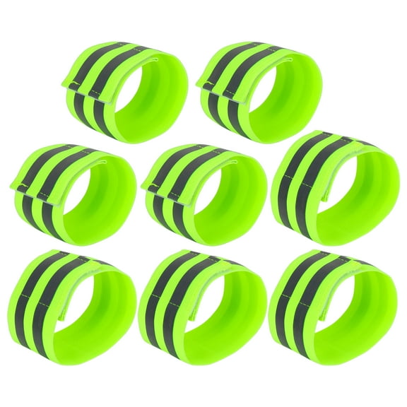 8pcs Reflective Bands for Wrist Ankle Reflective Wristbands Slaps High Visibility Cycling Riding Reflector Straps Green