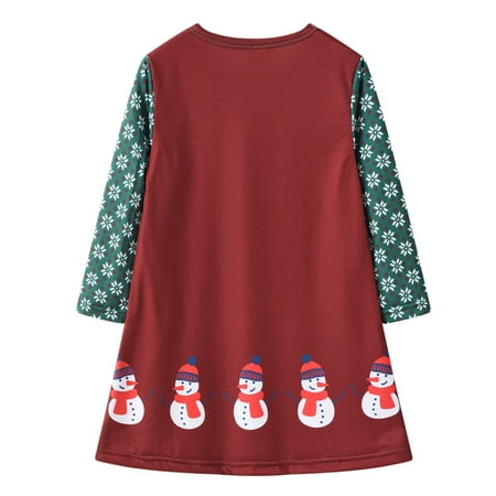 

QWERTYU Infant Baby Toddler Child Children Kids Dresses for Girl Christmas Dress Long Sleeve Fall Winter Sundress 3Y-8Y