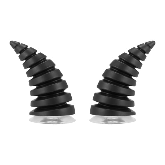 2pcs Threaded Bull Horn Style Roof Top Stickers Bumper Decoration Decals Suction Cup for Car Motorcycle Helmet Black