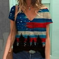 thumbnail image 2 of Moda para mujer Tops Printe Casual Loose Fit Camisetas Blusa Estampado con cuello en V Camisa Pompotops hkajfhjk466090, 2 of 5