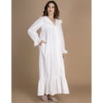thumbnail image 3 of Moomaya Women's Cotton Nightdress | Long Maxi Lounge Nightwear | Button-Down Sleepwear With Frill & Lace, 3 of 8