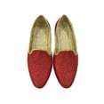 thumbnail image 2 of Punjabi Juti For Men Red Wedding Sherwani Shoes Traditional Bridal Handmade Mojari Ethnic Flats Juti, 2 of 5
