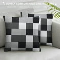 thumbnail image 3 of Nawypu  - Pack of  Pillow Cases, 100% Washed Pillowcases, Buffalo Check Gingham Plaid Geometric Checker in White Black Gray (King Size, ), 3 of 5