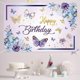 thumbnail image 2 of Butterfly Backdrop Birthday Decorations Purple Butterfly Banner for Girl Baby Happy Birthday Party Butterfly Backdrop Banner Spring Flowers Themed Par, 2 of 4