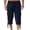 Navy@GC@, variant on CONZONE Mens Baggy Linen Capri Pants Wide Leg Pants for Men Trendy Elastic Waist Drawstring Solid Soft Casual Joggers Pant With Pockets