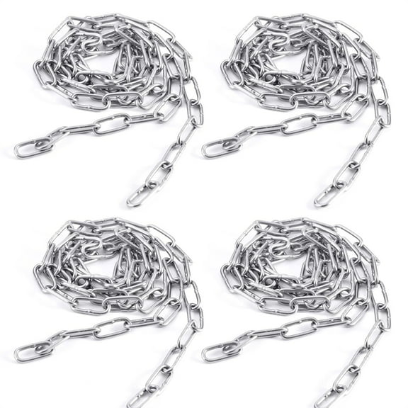 NOGIS 4 Pcs Stainless Steel Safety Chains 59in (L) x 0.06in (T) Long Link Chain Rings Light Duty Coil Chain for Hanging Pulling Towing