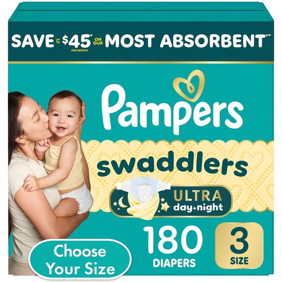 Pampers Swaddlers Ultra Diapers, Size 3 (13-26 Pounds), 180 Count