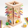thumbnail image 2 of Wooden Ball Stick Game, 36PCS Family Dexterity Board Game with 30 Colorful Sticks, 4 Wooden Balls, 1 Dice&1 Ring Frame, Fun Tabletop Party Game for Family Night, Friends Gathering Home Entertainment, 2 of 10