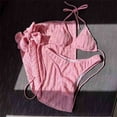 thumbnail image 4 of Wancir Swimsuits for Women 2025 - Women's Solid Color Sexy Bikini Backless Drawstring Strap Split Swimsuit Three Piece Set, 4 of 5