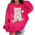 thumbnail image 3 of Telankuip Cute Cat Graphic Hoodies for Teen Girls Kawaii Anime Aesthetic Tween Girl Long Sleeve Hooded Sweatshirts Preppy Comfortable Soft Going out Wear Pullover Tops Hot Pink 100, 3 of 4