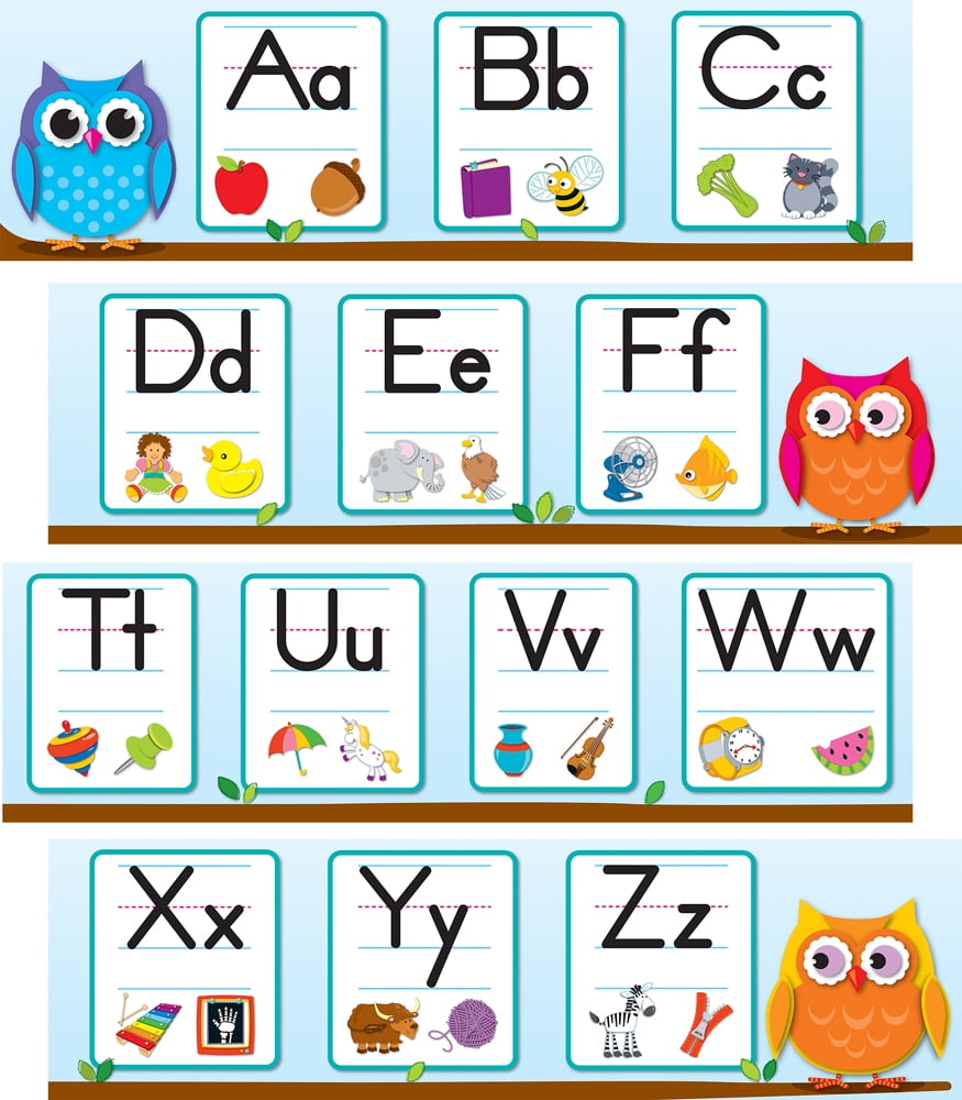 Carson Dellosa Education Colorful Owls Alphabet Mini Bulletin Board Set (8)
