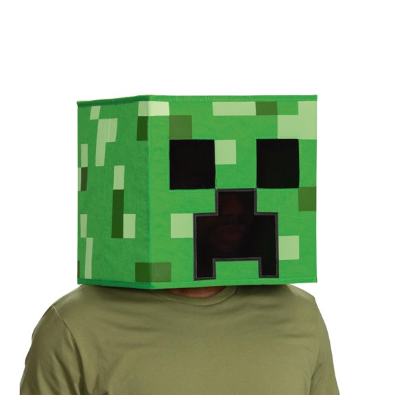 Accesorio de disfraz, máscara de Minecraft Creeper Block Head